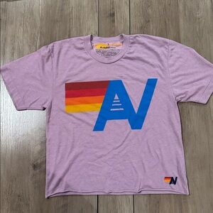 Aviator Nation Purple Tee with Blue and Red-Yellow Logo